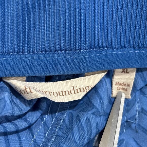 Soft Surroundings Size XL Go Lively Blue Palm Leaf Cargo Jogger Pull-On Pants - Picture 2 of 5